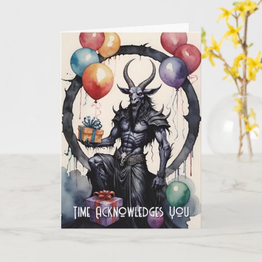 Baphomet Birthday Balloons & Gifts Gothic Kaart (Gele Bloem)