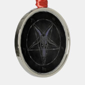Baphomet Black en Grijze Premium Round Ornament (Rechts)