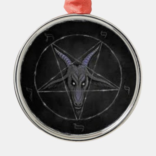 Baphomet Black en Grijze Premium Round Ornament (Voorkant)