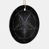 Baphomet Black en Grijze ronde sierbloem Keramisch Ornament (Rechts)