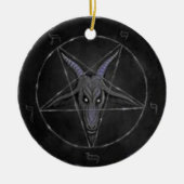 Baphomet Black en Grijze ronde sierbloem Keramisch Ornament (Voorkant)