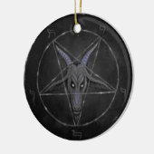 Baphomet Black en Grijze ronde sierbloem Keramisch Ornament (Links)
