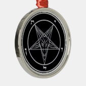 Baphomet Black en White Premium Round Ornament (Rechts)