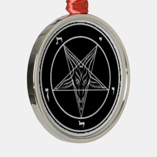 Baphomet Black en White Premium Round Ornament (Rechts)
