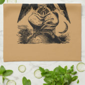 Baphomet - black print theedoek (Gevouwen)