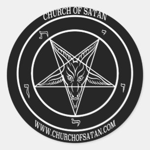 Baphomet Church of Satan, naam & URL Ronde Sticker