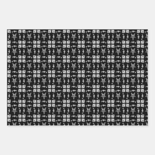 Baphomet Damask Gothic Wrapping Paper Sheets (Voorkant 2)