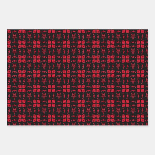 Baphomet Damask Gothic Wrapping Paper Sheets (Voorkant 3)