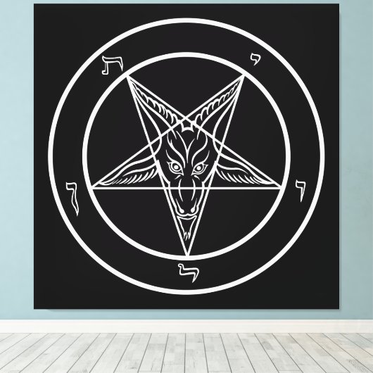 Baphomet ENORME 40 "x40" Art on Stretched Canvass Canvas Afdruk (Insitu (Houten vloer))