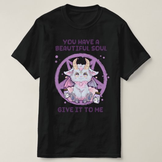 Baphomet Geef me je ziel Schattige Kawaii T-shirt (Design voorkant)