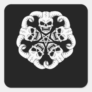 Baphomet Gifts Women Lucifer 666 Skull Pentagram Vierkante Sticker