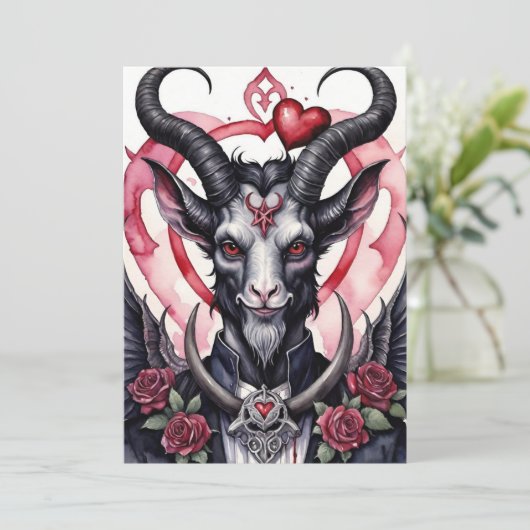Baphomet Gothic Valentine's Day Love Feestdagenkaart (Staand voorkant)