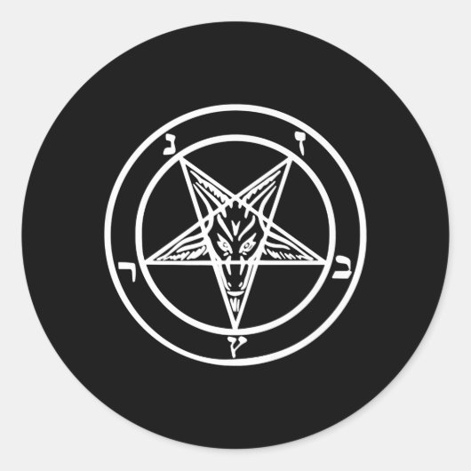 Baphomet Inverted Pentagram Goat Satanic Logo Ronde Sticker (Voorkant)