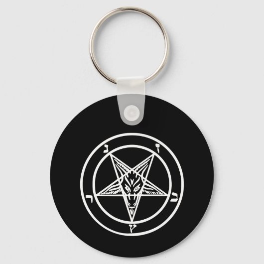 Baphomet Inverted Pentagram Goat Satanic Logo Sleutelhanger (Voorkant)