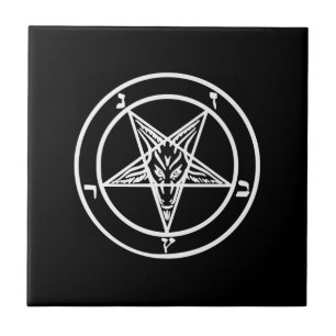 Baphomet Inverted Pentagram Goat Satanic Logo Tegeltje