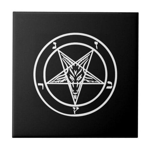Baphomet Inverted Pentagram Goat Satanic Logo Tegeltje (Voorkant)