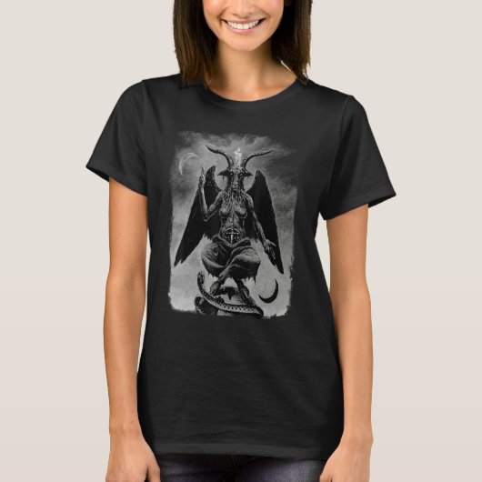 Baphomet Occult Satanic Gothic Satan Goat Head 666 T-shirt (Voorkant)