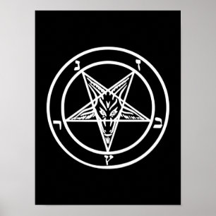 Baphomet omgekeerd Pentagram Goat Satanic Logo Poster