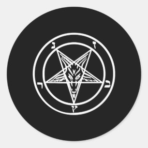 Baphomet omgekeerd Pentagram Goat Satanic Logo Ronde Sticker