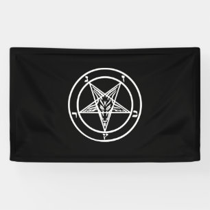 Baphomet omgekeerd Pentagram Goat Satanic Logo Spandoek
