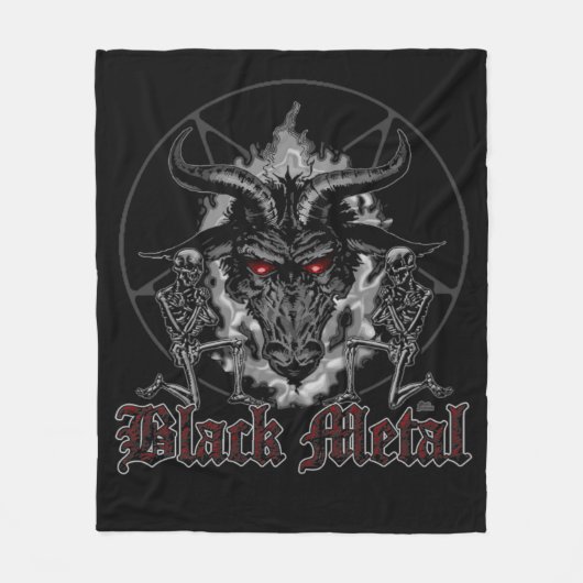 Baphomet Pentagram Black Metal Fleece Deken (Voorkant)