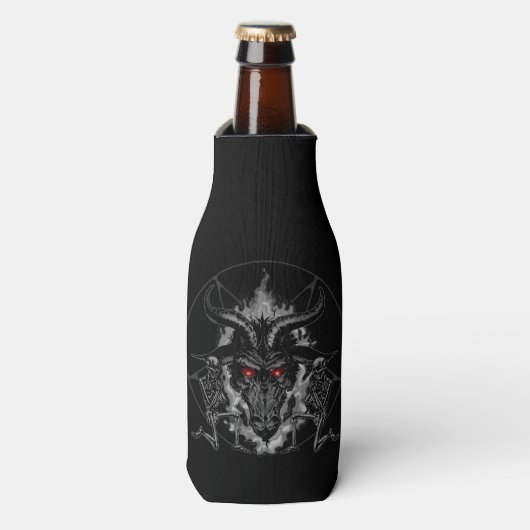 Baphomet Pentagram Black Metal Flesjeskoeler (Fles Voorkant)