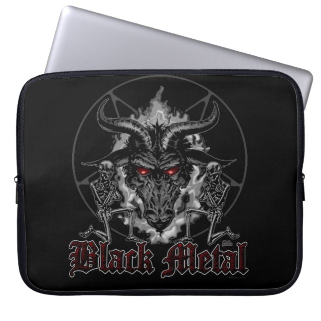 Baphomet Pentagram Black Metal Laptop Sleeve (Voorkant)