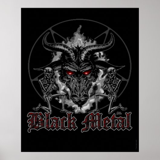 Baphomet Pentagram Black Metal Poster (Voorkant)