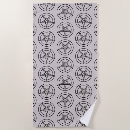 Baphomet Pentagram Lavendel Satanic Strandlaken (Voorkant)