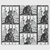 Baphomet Pentagram Maan Koffie Demon Zwart Wit Cadeaupapier (Vlak)