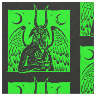 Baphomet Pentagram Moon Coffee Demon Acid Green Stof