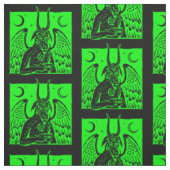 Baphomet Pentagram Moon Coffee Demon Acid Green Stof (Swatch)