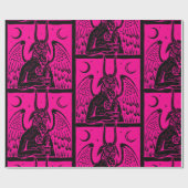 Baphomet Pentagram Moon Coffee Demon Hot Pink Cadeaupapier (Vlak)