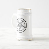 Baphomet Pentagram Satanic Beer Stein Bierpul (Voorkant links)