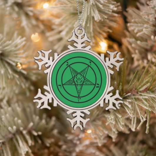 Baphomet Pentagram Satanic Tin Sneeuwvlok Ornament (Boom)