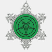 Baphomet Pentagram Satanic Tin Sneeuwvlok Ornament (Voorkant)