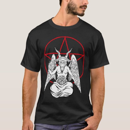 Baphomet Praying Demon Satanic Lucifer Beelzebub T-shirt (Voorkant)