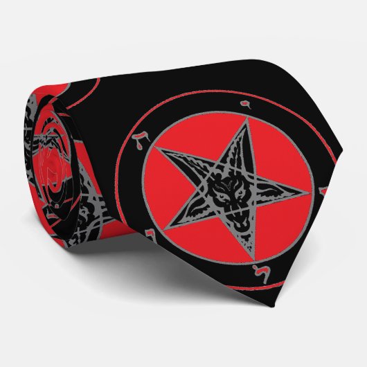 Baphomet Red Black en Grey Stropdas (Opgerold)