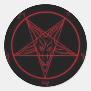 Baphomet Red Round Sticker Set