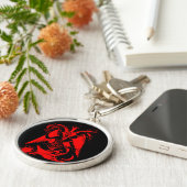 Baphomet Red Silver Sleutelhanger (Zijkant)