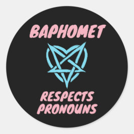 Baphomet respecteert voornaamwoorden transgender ronde sticker