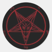 Baphomet Rood Ronde Sticker Set (Voorkant)