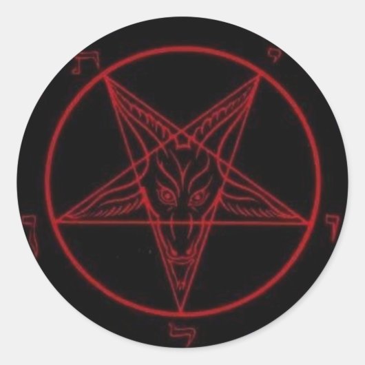 Baphomet Rood Ronde Sticker Set (Voorkant)