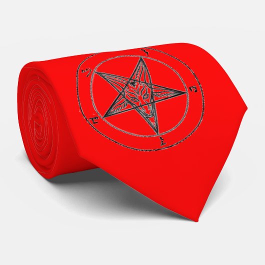 Baphomet (rood) stropdas (Opgerold)