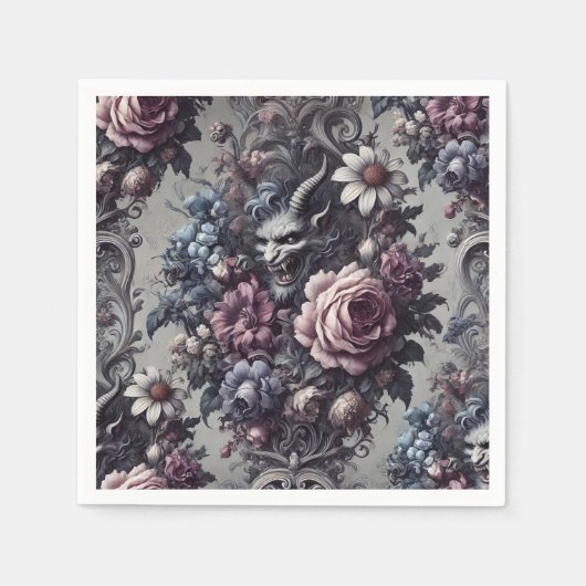 Baphomet’s Bouquet – Gotische Bloemen Servet (Voorkant)