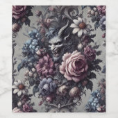 Baphomet’s Bouquet – Gotische Bloemen Wijn Etiket (Enkel label)