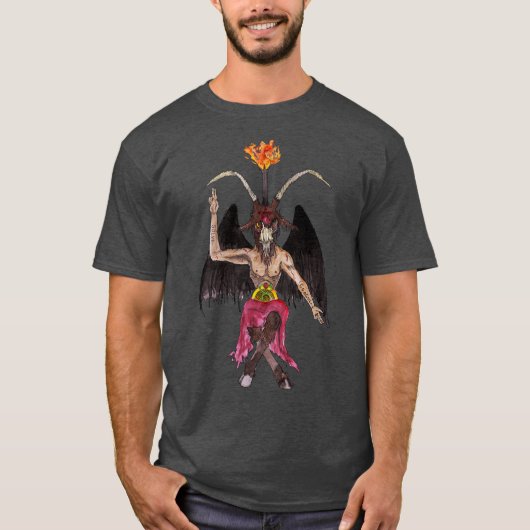 Baphomet Satanist waterverf Shirt (Voorkant)