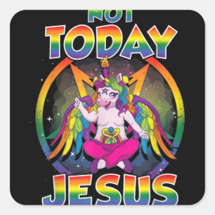 Baphomet Sigil not Today Jesus Satanic Unicorn Vierkante Sticker