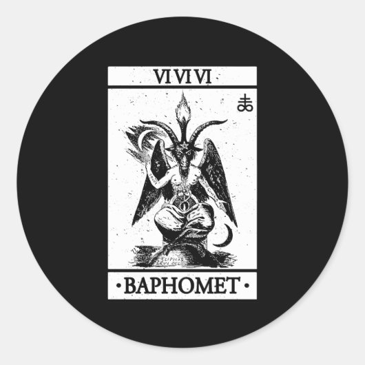 Baphomet Tarot Kaart Satanic Occul Ronde Sticker (Voorkant)