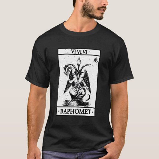 Baphomet Tarot Kaart Satanic Occul T-shirt (Voorkant)